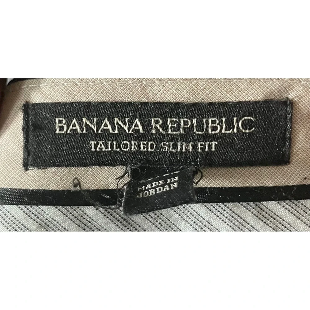 Banana Republic Mens 32x34 Tailored Slim Fit Dark Navy‎ Sharkskin Dress Pants